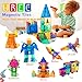 UREC Magnetic Tiles - 104 Pieces Magnetic Blocks for Kids, Magnet Tiles Building Blocks Set with 2 Cars, Construction STEM Toys Gift for Kids Boys 3 4 5 6 7 8 9+ Year Old