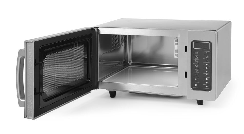 HENDI Micro-ondes, 1000W, 10 programmes par default, diamètre max. des plats: 320mm, puissance d'entrée 1550W, 25L, 230V, 511x432x(H)311mm, chambre 327x346x(H)200mm, inox