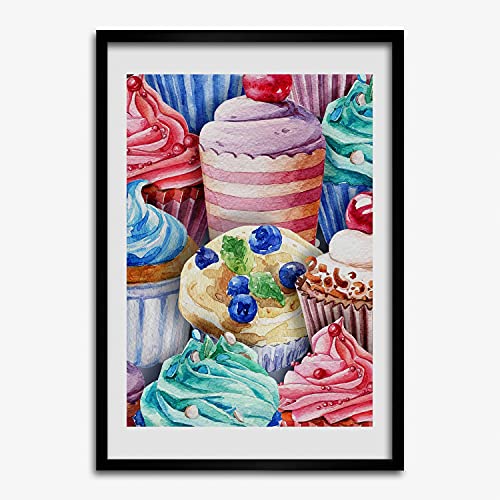 Cadre photo 50x70 cm cupcakes colorés pour décorer une cuisine moderne chic