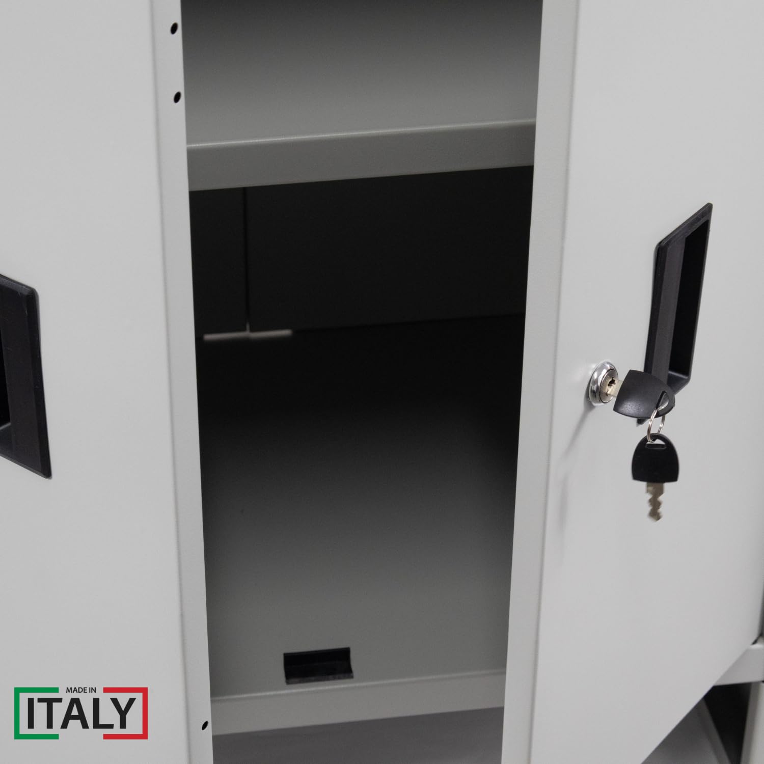 OWIJI Armadio in Metallo Armadietto 2 Ante Grigio Premium Quality Made in Italy Archivio Documenti 80 x 40 x 80 cm Serratura Doppia Chiave Ripiano Regolabile Casa Ufficio Garage Mobile Ufficio