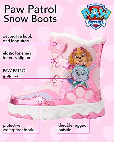Josmo Girls Winter Water Resistant Fleece Lined Insulated Snow Boots (6T-12), Pink Paw Patrol, 6 Toddler | Image 1