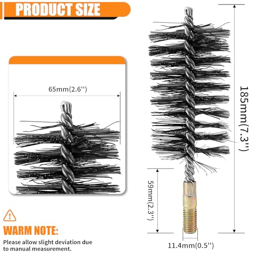 Image of 1Pc 2.5 inch Dia Stainless Steel Cylinder Bores Wire Round Tube Cleaning Brush 65mm