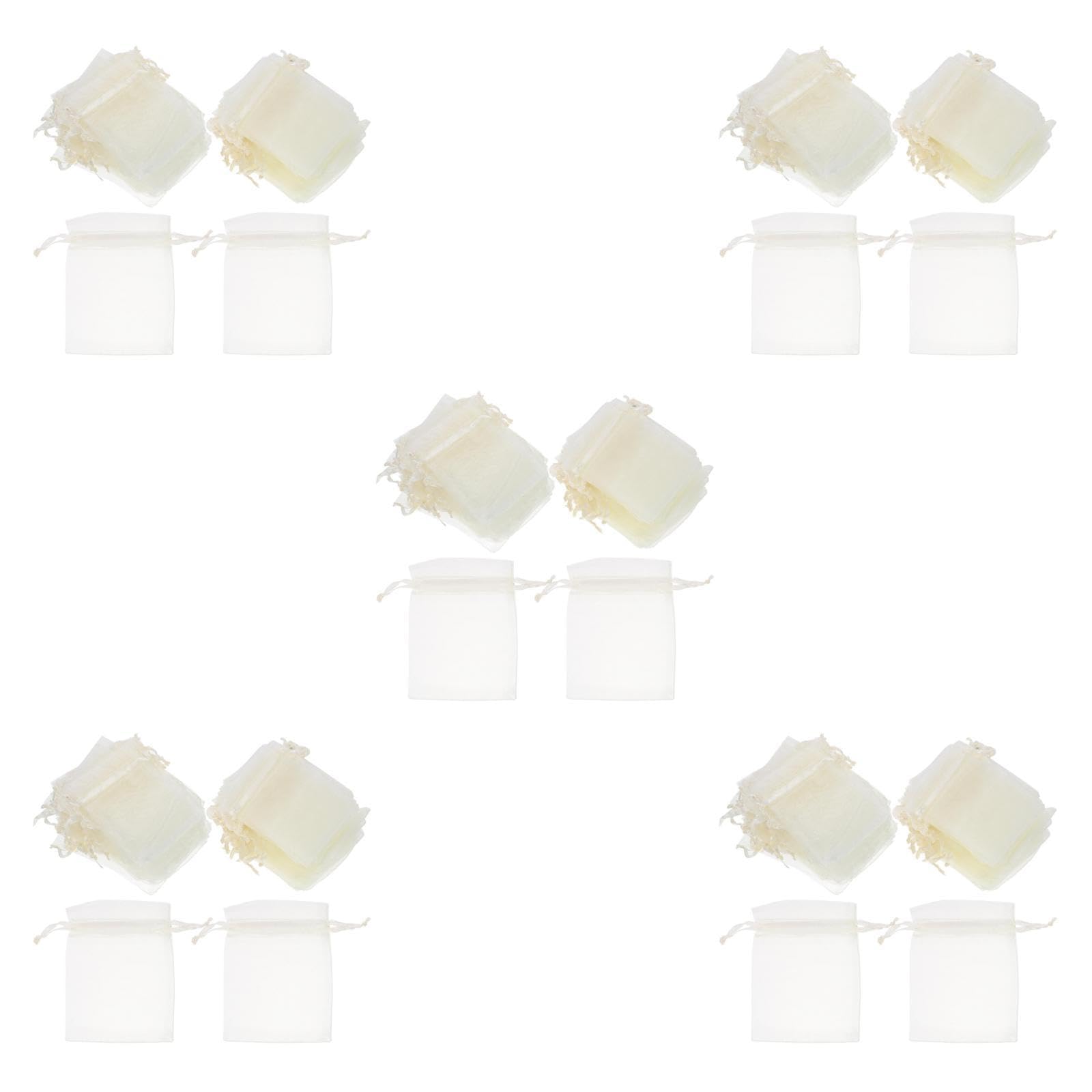 FOMIYES 5 Set Sacchetto in Organza Sacchetto Organza Sacchetti Bomboniere Bag Piccola Borsa Trasparente Coulisse Per Borse in Sacchettini Bomboniere Beige 100 Pezzi * 5