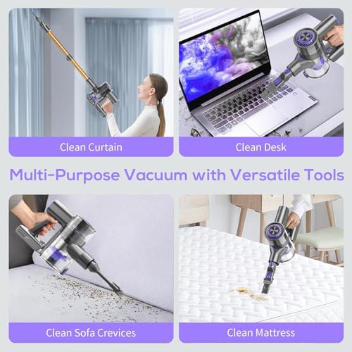 Image of MBTTODF Cordless Vacuum Cleaner for Home & Pet Hair - Lightweight Stick Vacuum with 40-Min Runtime, Anti-Tangle Brush & LED Headlight, for Hardwood, Carpet & Tile