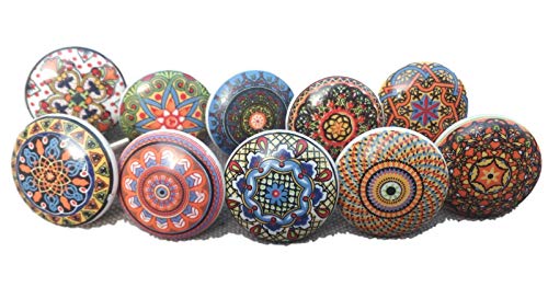 20 puxadores de cerâmica vintage para armário, gaveta, mandala, xfer