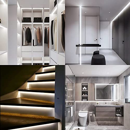 Image of COB LED Strip, White LED Strip Lights 32.8ft, Daylight White 6000K LED Light Dimmable LED Strip, CRI92+, 8mm Width, 24V Flexible COB LED Tape Light for TV, Bedroom, Kitchen Cabinet, Closet.