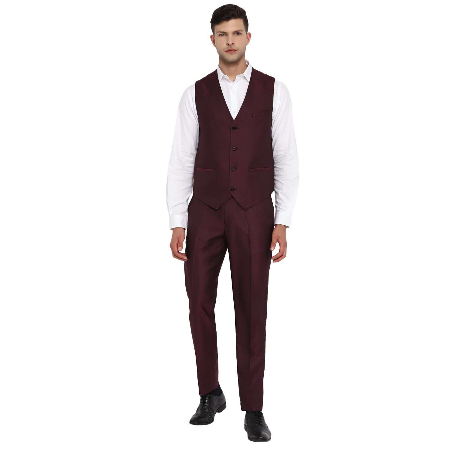 Turtle Men 100% Cotton Notch Lapel Collar Tailored Fit Deep Brown Three Piece Party Suits - Image 4 thumbnail