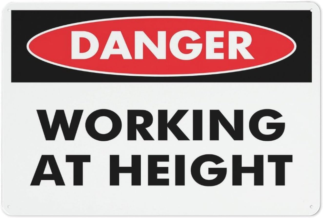 Working At Height Danger Sign, Outdoor High Place Operation Safety Alert Plaque 12x8 Inch