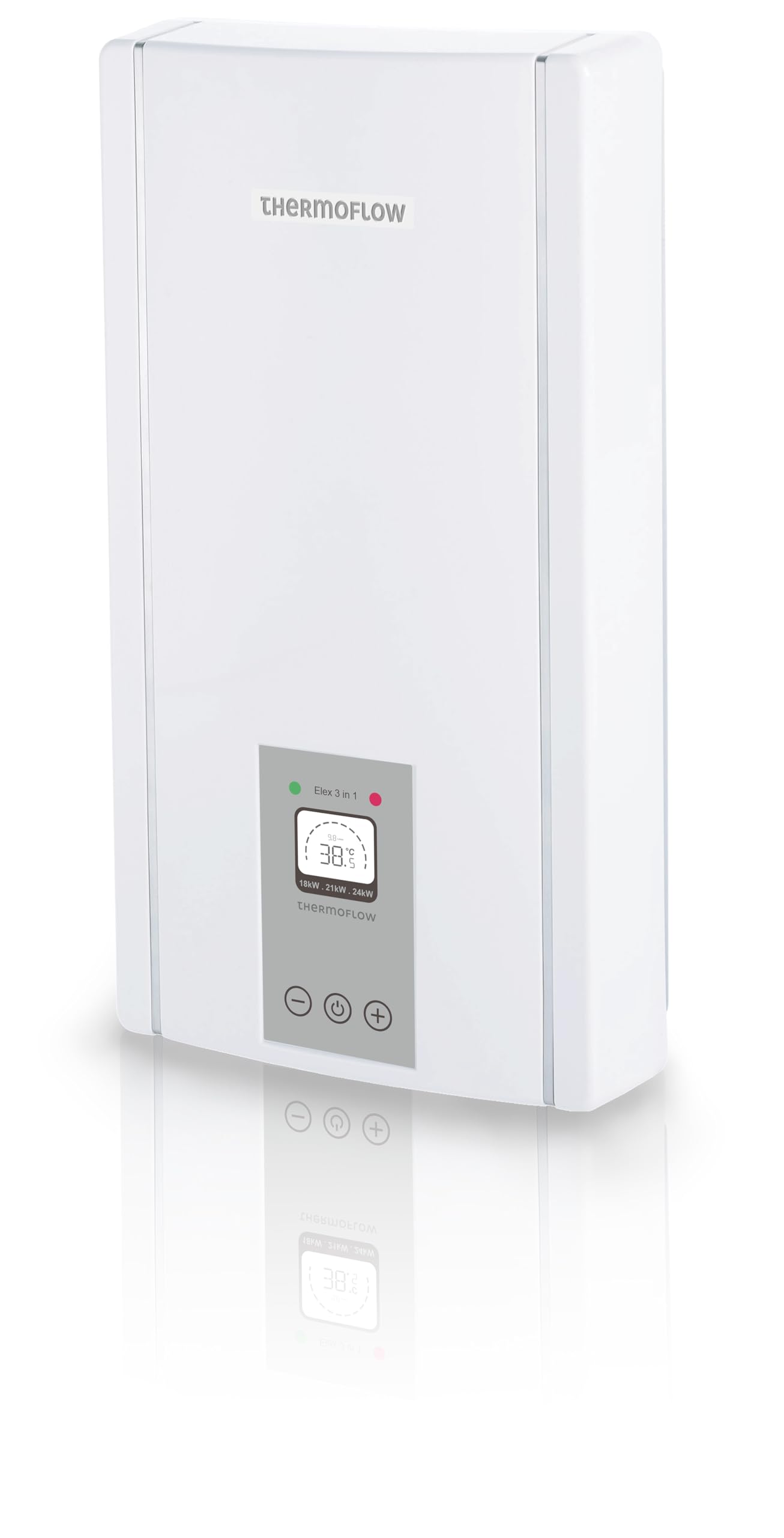 Thermoflow Elex 3in1 Durchlauferhitzer druckfest/Leistung: 24 kW / 400 V/Warmwasserbereiter 35-55 °C/G 1/2“ Anschluss / 13 L/min/Durchlauferhitzer für Waschtisch, Bad oder Küche / ELEX3IN1