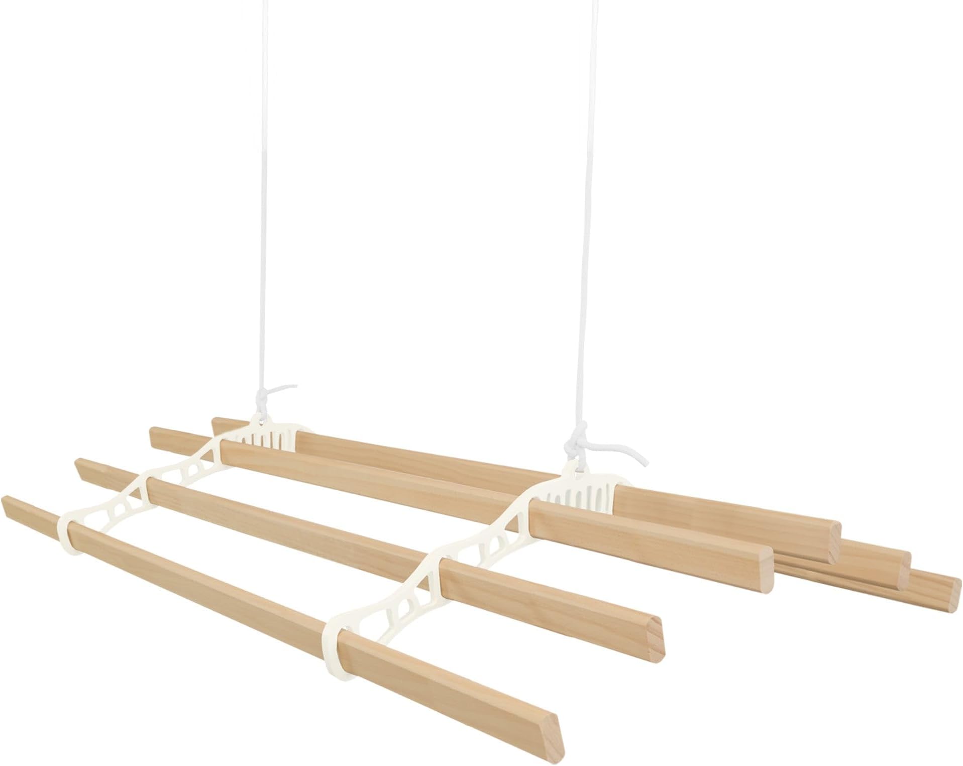 Clothes Airer Ceiling Pulley 6 Lath 2m Ivory Maid Traditional Mounted Clothing Dryer Victorian Clothes Horse Laundry Drying Rack Extendable Cast Iron Varnished Pine Kitchen Utility FREE Fixing Kit