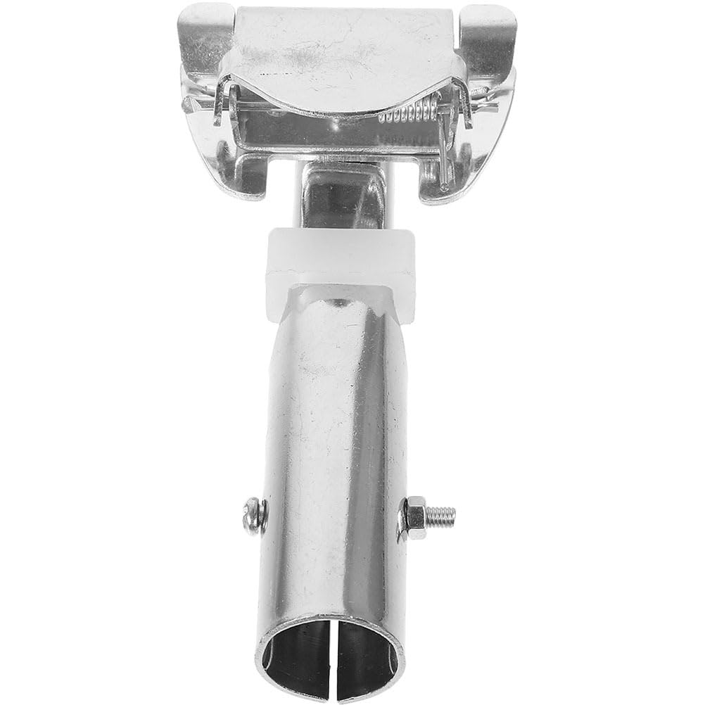Cabilock Stainless Steel Mop Bar Clamp with Rotating Universal Head, 1.5mm Chuck Dust Broom Handle Pole Bar Steel Clip, Mop Stick Connector Rod Replacement for Floor Cleaning, Silver