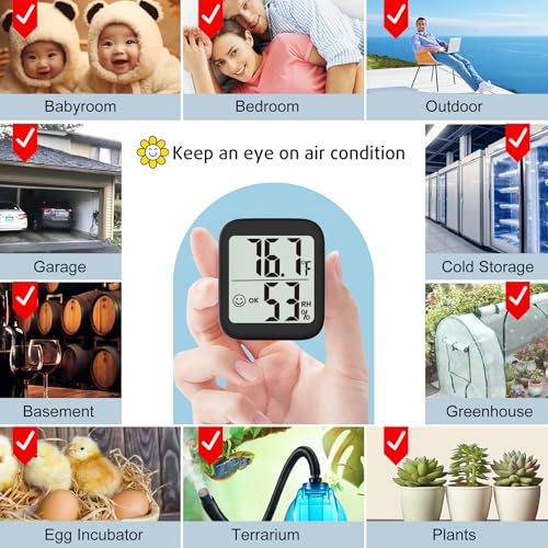 Antonki 2 Pack Room Thermometer for Home, Indoor Hygrometer Humidity Meter Gauge, Digital Temperature and Humidity Sensor Monitor for House, Terrarium, Incubator, Greenhouse - Battery Included - Image 6