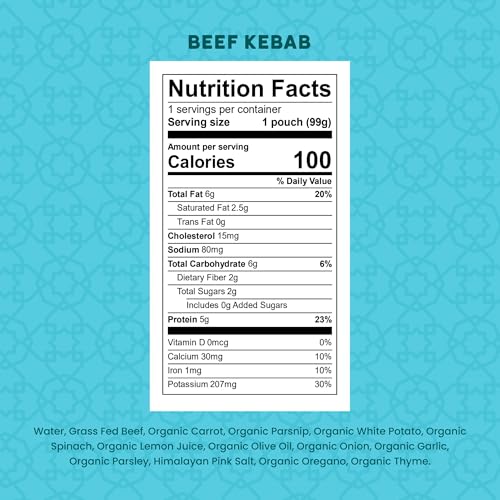 Image of Serenity Kids Beef Kebab Baby Food Pouches, Organic Spinach, 3.5 Oz,12 Pack | 5g Protein, No Added Sugar, Savory Meat Flavor, With Spinach, Baby Snacks, Toddler Snacks, Baby Essentials