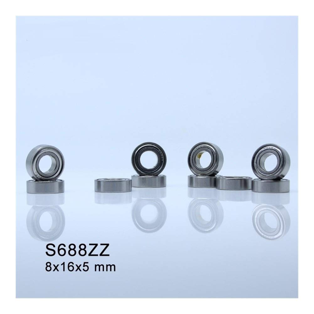 ZBJGBUIA S688ZZ S688Z S688 Z ZZ Miniature Gear Bearing ABEC-1 440C Roller Stainless Steel Ball Bearings 8 * 16 5 mm
