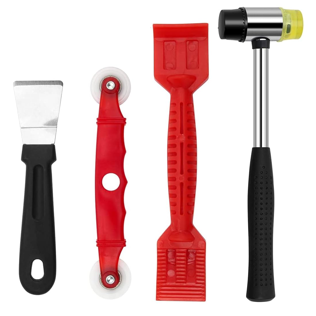 Window Glazing Tool Kit, 4PCS Heavy-Duty Glazing Tools, Red Window Roller