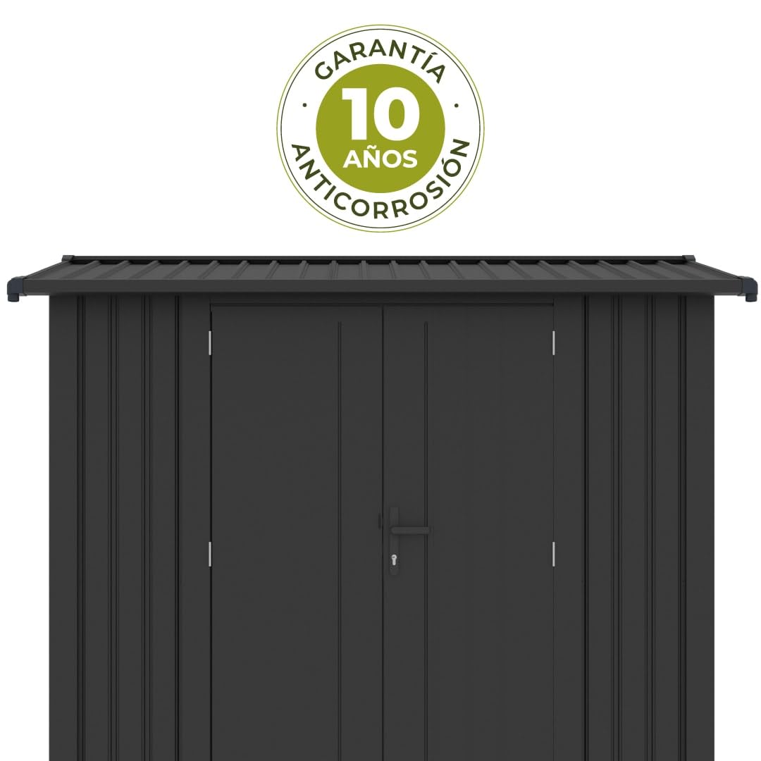 Gardiun Caseta Metálica Spree 4,1 m2 Exterior 232x176x212 cm de Acero con Ventana Lateral y Puerta Doble 106x178 cm