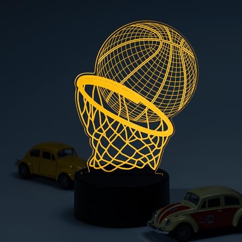 Basketball 3D Nachtlicht Kinder, 16 Farben, USB/Batterie, Touch-Sensor | 3D Illusion Lampe, Touch-Schalter, ein Überraschungsgeschenk für Kinder/Basketball-Fans, Zimmerdekoration f