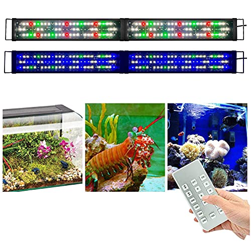 Image of Upgraded Remote Control Aquarium Light 48-60 inch Multi-Color LED Hood Lamp Dimmable Timing for Freshwater Marine Plant Fish Tank Light Foldable Decorations (24 inch+24 inch)