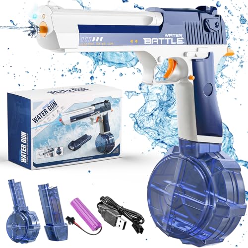 POWZOO Pistola de água elétrica, pistola de água potente, pistola de água eletrónica 434 CC 58 CC de grande capacidade, pistola de água elétrica para o verão jardim piscina praia festa brinquedos.