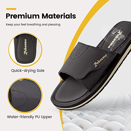Roknemo Men's Slide Sandals Memory Foam Slides With Arch Support Adjustable Sandals Open Toe Beach Shoes For Men Summer Sports Indoor Outdoor - Brown 9 #TOP2