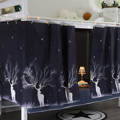 AUCOOMA Deer Night Sky Bunk Bed Curtain Blackout Canopy