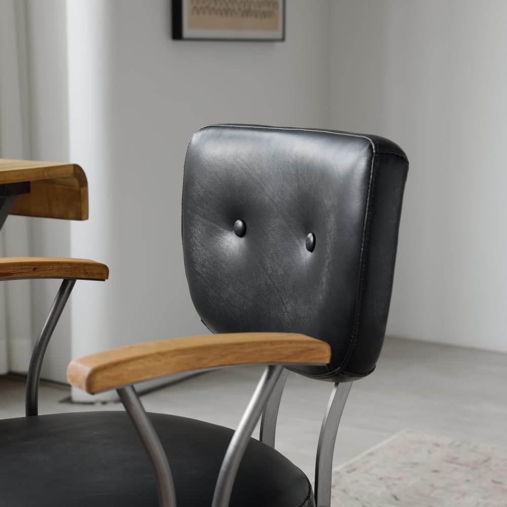 I0I&I0I Sedia da ufficio ergonomica in pelle, regolabile in altezza, girevole, con ruote e braccioli in rovere, per casa e ufficio