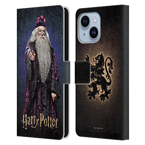 Protection Harry Potter iPhone 14 Plus étui portefeuille cuir Albus Dumbledore portable
