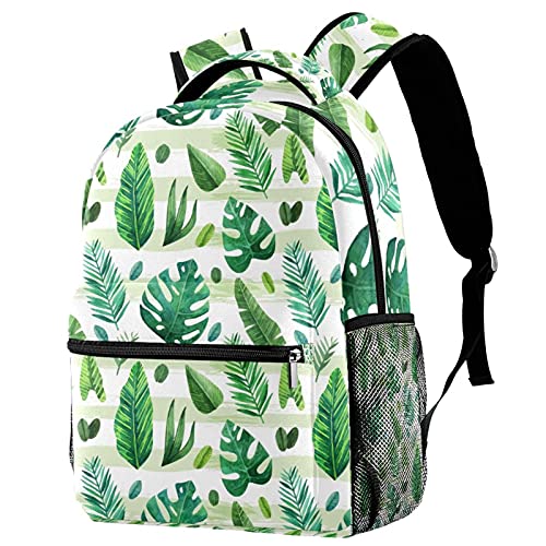 Sac à dos pour homme et femme à motif floral vert résistant aux chocs pour ordinateur portable