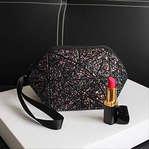 Preisvergleich Produktbild Kosmetiktasche Kosmetiktasche Beauty Box Kosmetiktasche Geometrische Halbkreis Kosmetiktasche Für Frauen Kulturbeutel Modische Kosmetiktasche 21 * 11 * 11 CM schwarz