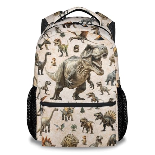 AIOMXZZ Dinosaur Backpack for Boys School Bag - Toddler Bookbag for Kids Preschool Kindergarten 17 Inch Elementary Daycare Backpacks with Front Pocket