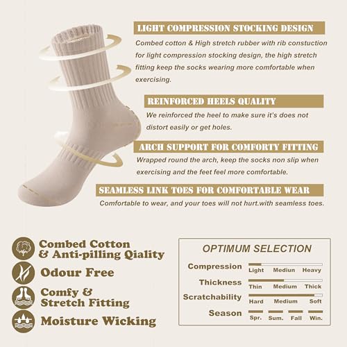 Image of MAGIARTE Womens Athletic Cotton Crew Socks Moisture Wicking Breathable Sports Casual Socks for Women 3 /5-PACK