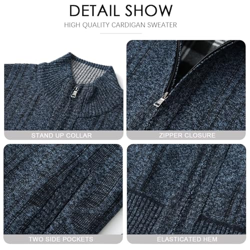 Men's Full Zip Casual Sweater Knitted Sweaters Slim Fit Sweater Pockets3