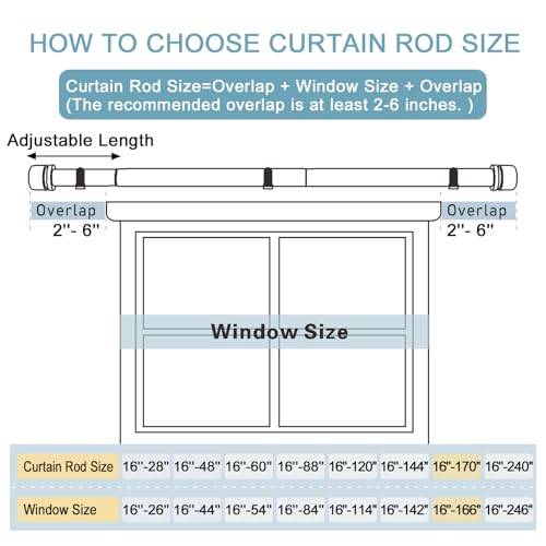 Image of Byondeth Curtain Rods for Windows 16 to 170 Inches Adjustable Length 1 Inch Diameter Window Curtain Rod with Aluminium Finials, Flash Gold