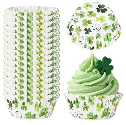 Whaline 300 Pcs St. Patrick's Day Shamrock Cupcake...