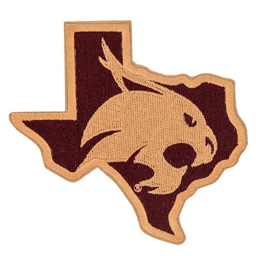 Desert Cactus Texas State University Patch – Embroidered Iron On/Sew On Applique for Blazers, Jackets, Backpacks, Bags, Hats & Tactical Gear – Texas State Bobcats (Patch - Design H)