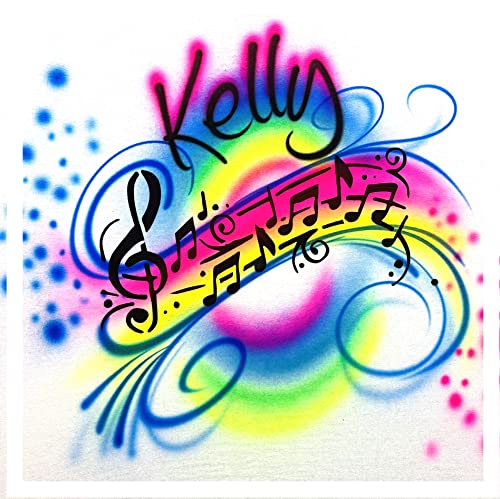 Airbrush Music Notes Name Design T Shirt3