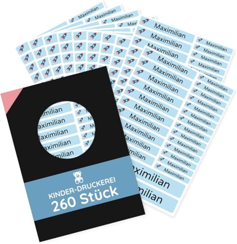 260 Stück personalisierte Namensaufkleber Set-Bögen Mini/Mittel/Groß - Spülmaschine geeignet/Wasserfest/Kratzfest für Innen und Außen (Blau Set 260 Stück Malik Demir-Auto)