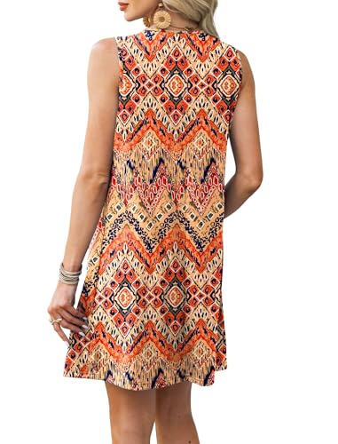 Image of RUMIA Swimsuit Coverup for Women Summer Sleeveless Beach Dress | Crew Neck, Pockets, Eyelet, Boho, Above knee Length, A-Line. Everyday wear, Sundresses, Cruise Wear, Vacation essential