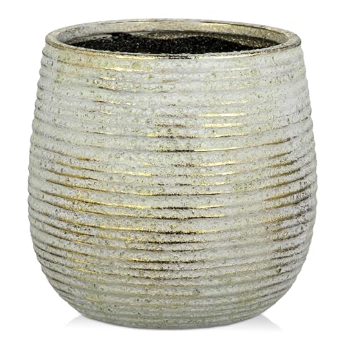 Blumentöpfe mit Abflussloch Vergoldeter Keramik-Pflanztopf Rustikal Perfekt für Moderne Dekoration und Pflanztöpfe, Dekorativen KeramikTöpfen Drinnen und Draußen, Durchmesser 13cm