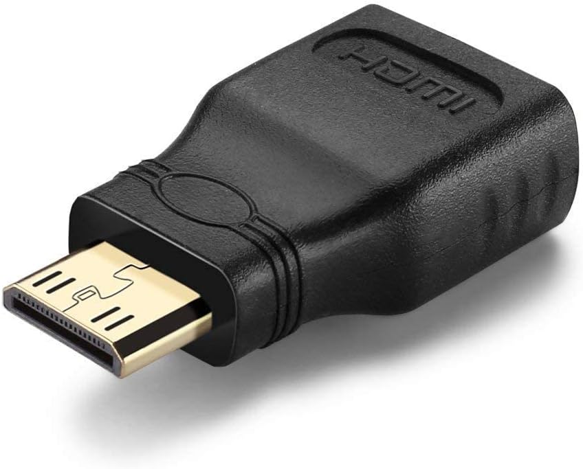 JGD PRODUCTS Mini HDMI Male to Standard HDMI Female Adapter Converter Plug (Black) - NOT Compatible with Mobile Phones