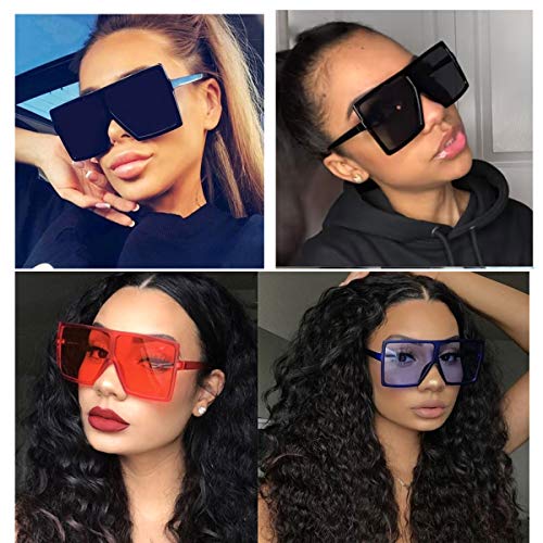 Ensarjoe Square Oversized Sunglasses For Women Men Flat Top Fashion Shadesuv Protection #TOP1