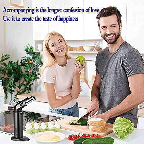 Kitchen Butane Torch Lighters - Professional Cooking Blow Torch For Creme Brulee&Baking Food, Culinary Torches With Dual Flame&Safety Lock (Unfilled Gas) #TOP6