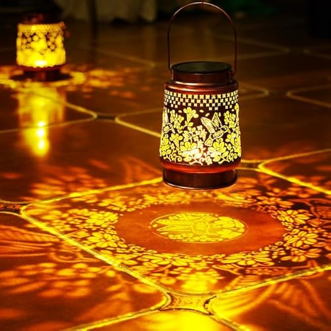Homemory Solar Lanterns Hummingbird Lights Outdoor Waterproof Garden Decor Women Gifts for Birthday, LED Hanging Solar Lights Metal Lantern Decoration Outside for Yard, Patio, Backyard, Porch, Lawn