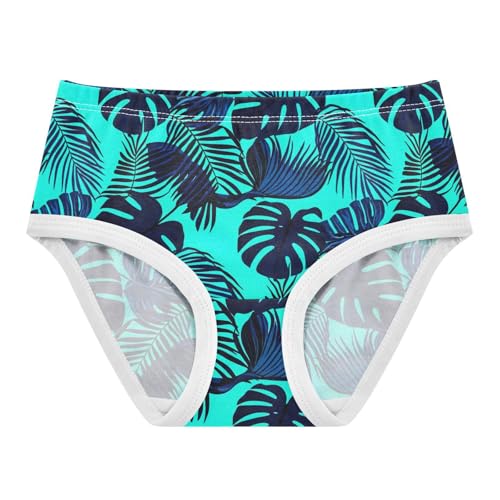 Girls Underwear Toddlers 2t Cotton Little Girl Panties Animal Briefs Underpants Dark Blue Monstera Palm Leaves