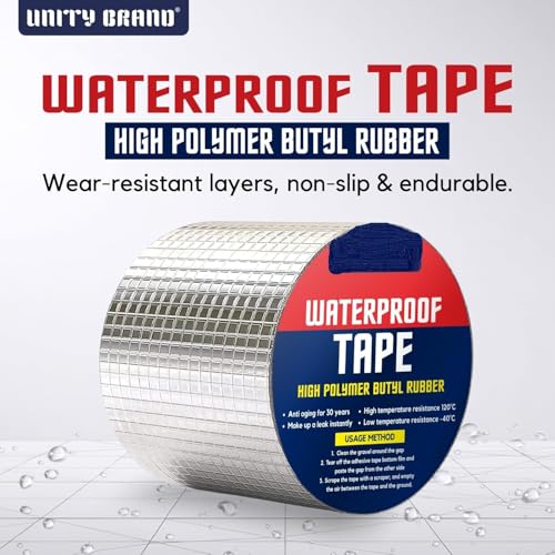 Image of KBZONE Super Strong Adhesive Waterproof Tape Permanent Repair Roof Water Leakage Solution Rubber Foil Suitable For Roof Leak, Surface Crack, Window Sill Gap, Boat Sealing, Tank Leak (10Cm*5M)