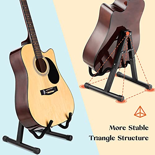Image of CAHAYA Guitar Stand A-Frame Foldable Guitar Holder Stable and Portable Universal Metal Guitar Stand Fits Almost All Guitars CY0251