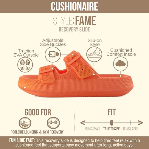 Image of CUSHIONAIRE Fame Pillow Recovery Sandals for Women, Adjustable Double Buckle Waterproof EVA Cloud Slides for Women