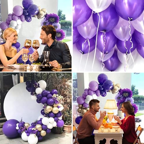 Image of Party Propz Rubber Balloons For Decoration 83 Pcs Purple Balloons For Birthday Decoration Balloon Garland Arch Kit Purple And White Balloons For Decoration Balloons For Party Decoration Balloon Arch