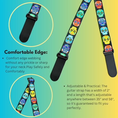 Image of DEVICE OF URBAN INFOTECH Guitar Strap Belt for Acoustic & Electric Guitar Adjustable Buckle Guitar Strap Modern Design Guitar Belt For Acoustic /Bass /Electric Guitars