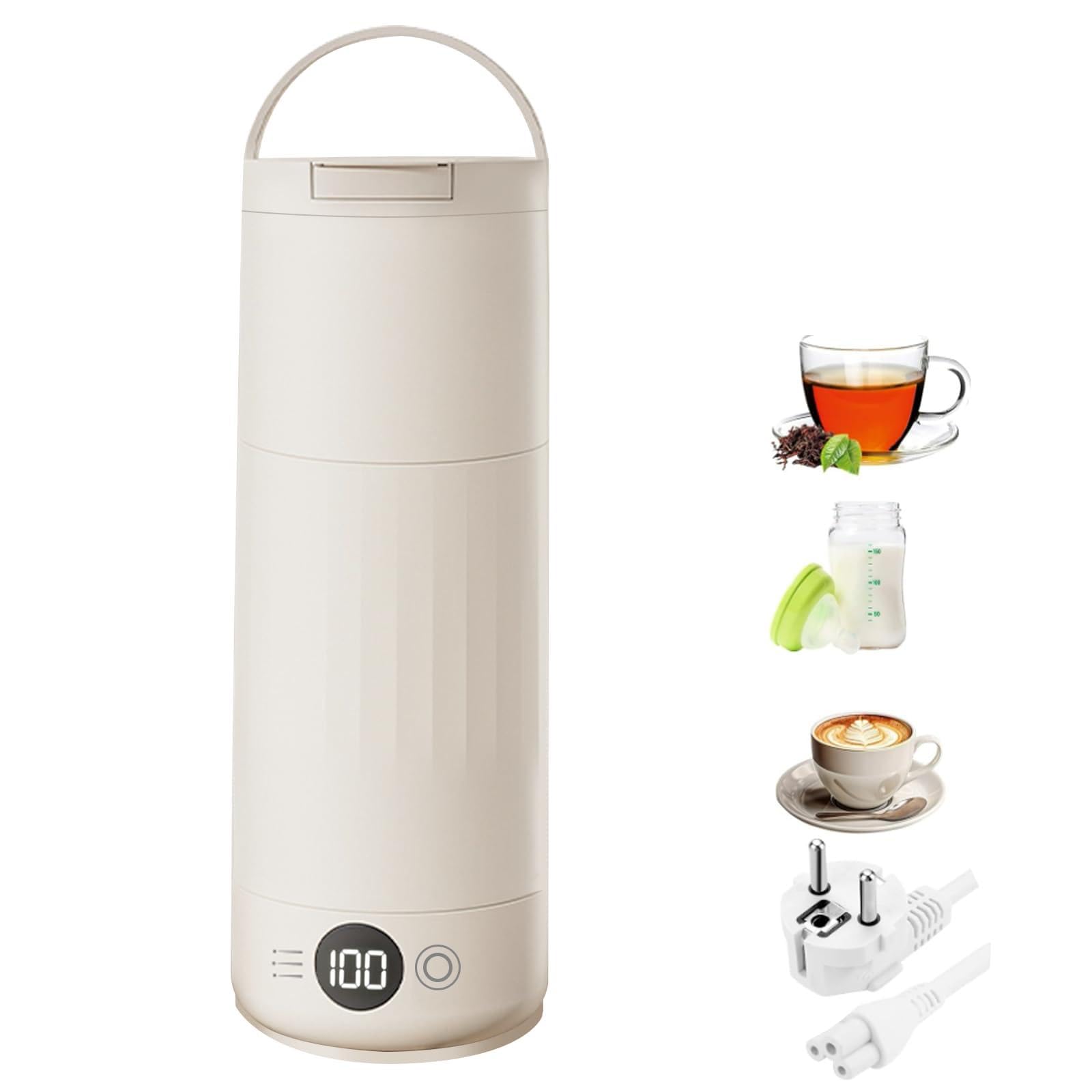Hervidor eléctrico de viaje de 600 ml, pequeño, hervidor de agua de viaje rápido 316 de acero inoxidable, con ajuste de temperatura, apagado automático, temperatura constante, apertura para beber